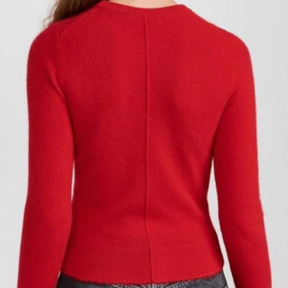 Re/Done Red Cashmere Crewneck Long Sleeve Top In Fire Casual Workwear - Picture 2 of 10